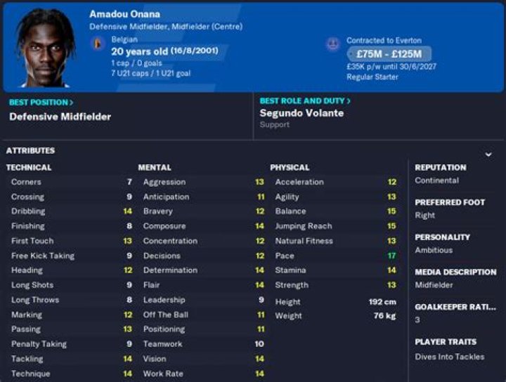 Amadou Onana Age, Height, Nationality, Weight, Team