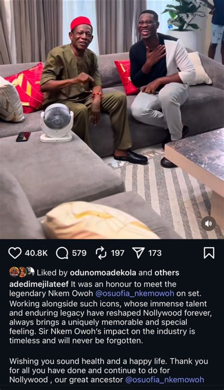 
Beautiful Momment As Zubby Michael Links Up With His Senior Colleague, Nkem Owoh 