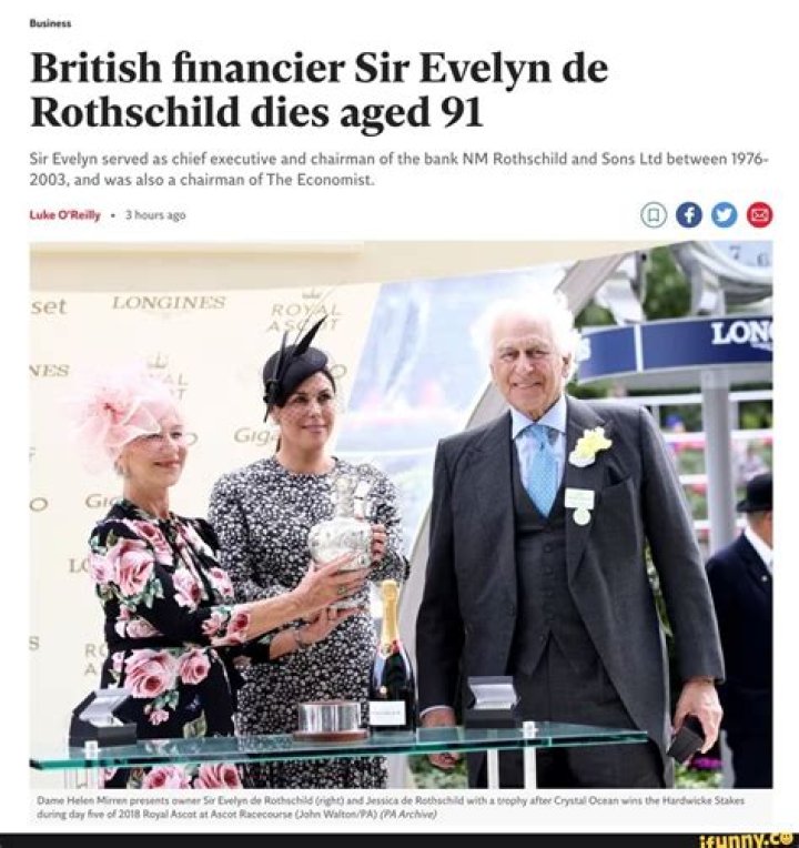 
British Financier, Evelyn De Rothschild, dies at 91 