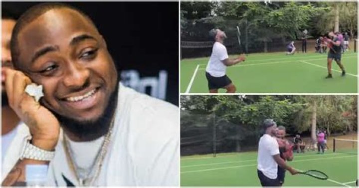 
Davido Mimics How Williams Uchemba Plays Lawn Tennis In Funny Video After He Made Them Lose To Their Opponents 