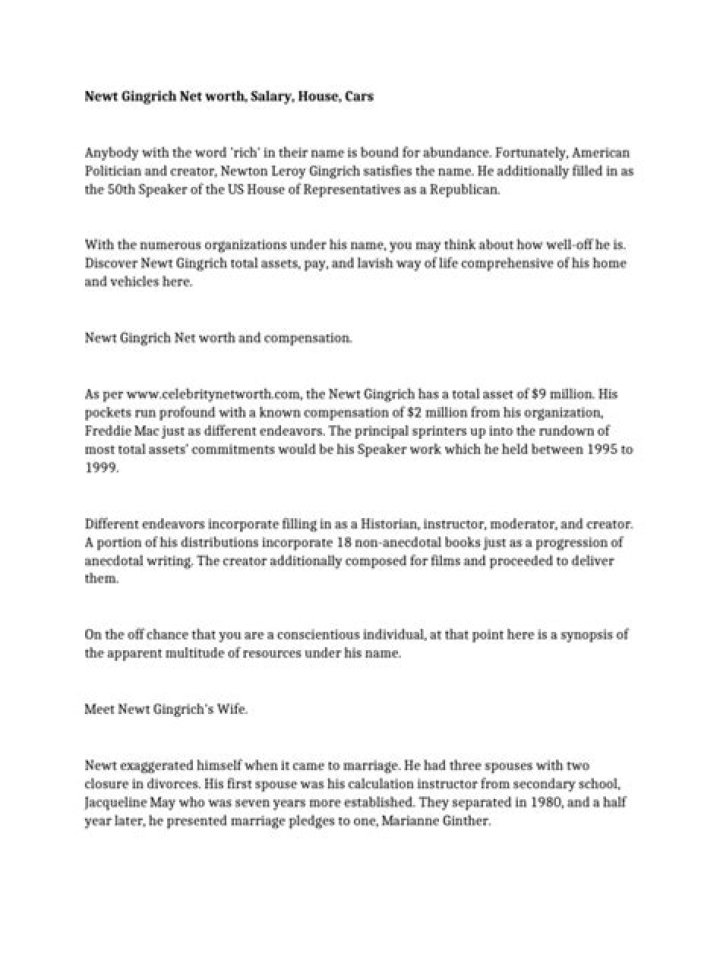 Newt Gingrich Net Worth