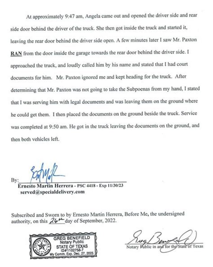 
Texas AG Ken Paxton escaped through garage to avoid subpoena: documents 